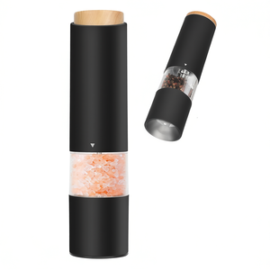 Ensemble de moulins à sel et à poivre électriques Cj, alimentés par piles, réglage de la grosseur, fonctionnement à une main, moulin en acier inoxydable - Product Image 1