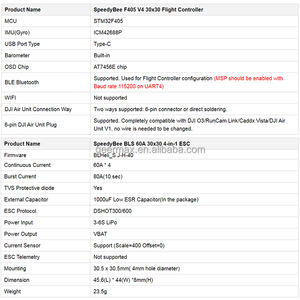 Pour SpeedyBee F405 <span class=keywords><strong>V4</strong></span> BLS 60A 30x30 Stack avec contrôleur de vol ESC <span class=keywords><strong>4</strong></span>-en-1 FC & ESC Drone Components DIY Racing UAV Pièces de rechange - Product Image 2