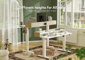 Bureau électrique moderne SENYU réglable en hauteur, motorisé, pour position assise ou debout, avec support d'écran et tiroirs de rangement W - Product Image 4