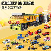 WOMA TOYS C0328 Ensemble de blocs de construction personnalisables pour enfants : Bus, Véhicule, Train, Voiture, Maquettes de voitures de police urbaines, Jouets de puzzle
