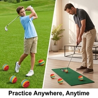 Balle de golf d'entraînement en mousse EVA à rayures arc-en-ciel avec logo personnalisé, 42 mm, éponge souple, OEM, vente en gros, ensemble cadeau pour entraînement en intérieur