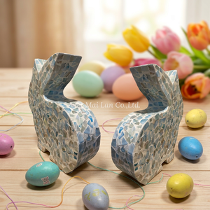 Charming Luxury Mother of Pearl and Bamboo Core <b>Easter</b> Bunny Sculpture Handmade Decorative <b>Ornament</b> for Home Decor From Vietnam - Product Image 3