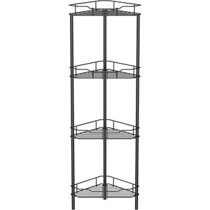 Bathroom Corner Shelf 4 Tier Triangular Metal Storage Rack Freestanding Black Multi Layer Organizational Unit For Bathroom - Product Image 2