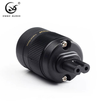 YIVO XSSH Hifi DIY OEM Jack Listrik Cangkang Hitam Tembaga Murni Audio Video IEC 2 Pin Konektor Daya Betina Grosir