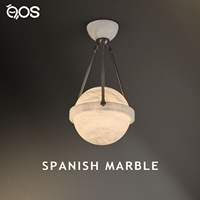 Lustre globe en albâtre espagnol brillant, suspension planétaire en laiton de luxe, lampe suspendue moderne et minimaliste pour salon