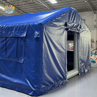Tente de paintball portable à trois couches imperméable en PVC bleu gonflable de haute qualité en vente chaude pour 6 à 8 personnes