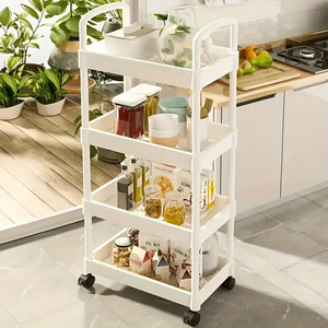 Chariot <span class=keywords><strong>de</strong></span> rangement <span class=keywords><strong>de</strong></span> cuisine extérieur en plastique à double niveau sur roulettes pour outils et <span class=keywords><strong>service</strong></span> <span class=keywords><strong>de</strong></span> légumes/fruits - Product Image 4