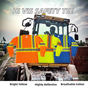 Camiseta de Seguridad Reflectante de Alta Visibilidad, Ropa de Trabajo de Alta Visibilidad, Manga Corta, Uniforme de Advertencia para Construcción y Trabajos Viales - Product Image 2