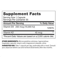 Vitamine D3 + K2 MK7 de soutien immunitaire végétalien de marque privée OEM complément alimentaire pour adultes capsules de vitamine D3 K2