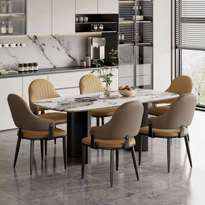 כיסא אוכל איטלקי סִגְנוֹן יוקרתי מודרני מינימליסטי מעור מרופד לשימוש ביתי/מלונאי, מתאים לדירות קטנות/חדר אוכל - Product Image 3