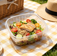 Boîte à salade et à sushi rectangulaire transparente jetable de haute qualité Bingo, en PET, de qualité alimentaire, pour emporter