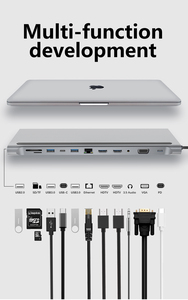 Hub <span class=keywords><strong>USB</strong></span>-<span class=keywords><strong>C</strong></span> multifonction MTS 12-en-1 pour ordinateur portable, station d'accueil avec 3 écrans (<span class=keywords><strong>2x</strong></span> <span class=keywords><strong>HDMI</strong></span>, <span class=keywords><strong>2x</strong></span> HDTV, VGA) et Ethernet 1000M - Product Image 4