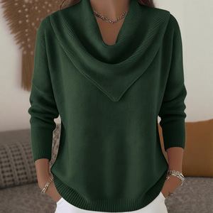 Pull à manches longues de couleur unie pour femme, coupe ample, haut d'automne et d'hiver, rouge, S M L XL XXL 3XL 4XL - Product Image 2