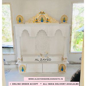 Temple domestique en marbre blanc de luxe |   Mandir indien artisanal pour la Pooja |   Temple traditionnel en marbre pour la maison Mandir - Product Image 3