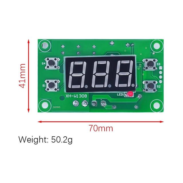 XH-W1308 Adjustable Dual LED Digital Display Temperature Controller Thermostat Switch DC 12V Cool Heat Sensor Red Bleu
