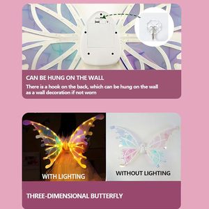 Alas de Hada Eléctricas Baratas para Disfraz de Cosplay, Vestido de Fiesta con Luces LED Brillantes, Alas de Mariposa de Princesa para Niñas, para Fiesta Neón - Product Image 2
