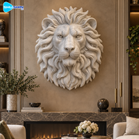 Sculpture murale de tête de lion en marbre de luxe, sculptée à la main, décoration en pierre, sur mesure pour l'intérieur de villa, hall d'hôtel, galerie, entrée de hall