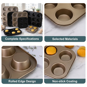 6&12 Cups Nonstick Muffin Pan <b>Set</b>, Carbon Steel Flat Bottom Cupcake Tray, <b>Bakeware</b> for Kitchen Baking & Pastry Tools - Product Image 3