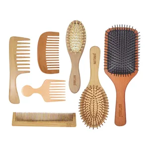 Wholesale Eco Friendly Bamboo Comb Hair Growth Products Detangling Brush Scalp Massager Wooden Hairbrush