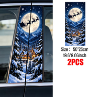 Autocollant de Noël pour montant B de voiture, motif traîneau du Père Noël et rennes, 2 pièces, décoration de colonne centrale de fenêtre de voiture pour les fêtes d'hiver, en PVC imperméable