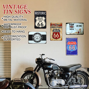 Plaque Métallique Vintage Route 66 Personnalisée, Faible MOQ, pour Garage, Bar, <span class=keywords><strong>Man</strong></span> Cave, Club, Décoration Murale - Product Image 2