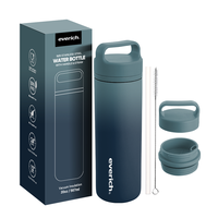 Bouteille en acier inoxydable à isolation sous vide avec couvercle anti-fuite de 20 oz pour les voyages longue distance avec poignée