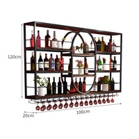 Porte-vin mural de style industriel, présentoir lumineux de luxe, effet lumineux, en fer forgé, pour comptoir de restaurant, rangement pour bouteilles de vin