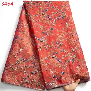 3464 Tecido De Renda Bordado Africano Mais Recente 2023 Jacquard Brocade Lace Tecido Nigeriano Francês De Tule De Renda Para O Vestido De Noiva