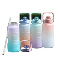 Ensemble de bouteilles d'eau en plastique PP pour le sport et le camping, avec paille à boire directement et cordon, compatible eau bouillante