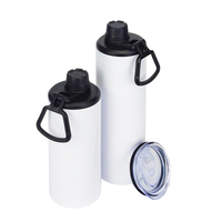 Botella de Agua Deportiva para Sublimación de 20 oz con Pajita, Doble Capa de Acero Inoxidable, Biberones en Blanco para Sublimación 2 en 1