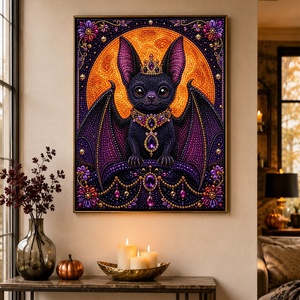 Kit de <span class=keywords><strong>pintura</strong></span> de diamantes por números DIY para pared, con diseño de murciélago animal de <span class=keywords><strong>Halloween</strong></span>, ideal como regalo de decoración de <span class=keywords><strong>Halloween</strong></span> - Product Image 3