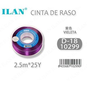 ริบบิ้นผ้าซาตินอิลัน 2.5 ม. 25 หลา สีม่วง D18 - Product Image 3