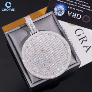 Hot Sale Rapper Style Round Baguette Moissanite Pendant 925 <b>Silver</b> Iced Out Hip Hop <b>Charm</b> VVS Moissanite Pendant - Product Image 4