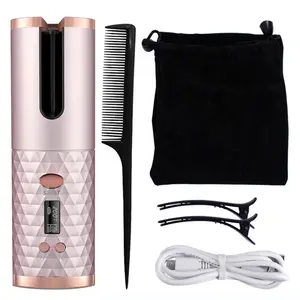 Hair Styling Tool Automatic Ceramic Magic Wand Curl Hair Mini USB Recarregável Rotating Hair Curler 5000mAh Power Bank Function