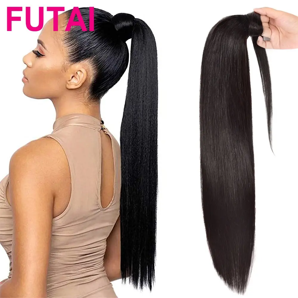 10A Amazon Real Hair Ponytail Straight wig Ponytail good range of smooth wrapping magic stickers