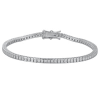 Bracelet tennis classique en argent sterling S925 plaqué rhodium avec zircon cubique de 3 mm et pierres multicolores pour femme - Vente en gros