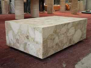 Table basse en marbre beige Kunis Breccia de SH STONE, design moderne rectangulaire, marbre Ceppo Romano, meubles de salon - Product Image 3