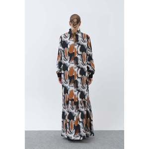 Robe à col côtelé et motifs pour femme - 12606ELB - CAMEL - Product Image 4