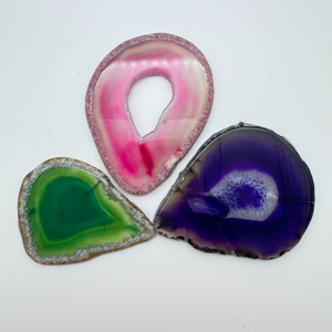 Vente en gros tranche d'agate colorée gravure naturelle tranche d'agate verte irrégulière dessous de verre en pierre pierre précieuse dessous de verre - Product Image 4