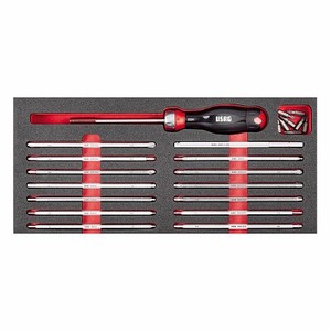 Juego de destornilladores Usag 37x28x8cm, estuche de herramientas de acero al cromo vanadio, accionado manualmente 519 M 333K - Product Image 1