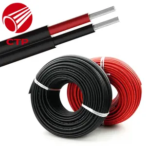 2 Core 1,5 2,5 Sq mm Cable de batería AC Cable solar flexible Conductor de cobre estañado Color negro y rojo