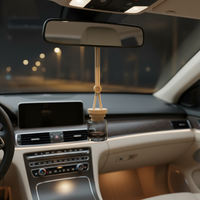 Diffuseur de parfum de luxe en verre suspendu pour voiture avec bouchon en bois de hêtre, diffuseur de parfum liquide pour rétroviseur - Sans