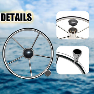 Volante marino de acero inoxidable estilo destructor de 5 radios para barco marino - Product Image 3
