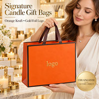 Sacs cadeaux en kraft orange chaud avec logo en feuille d'or pour l'emballage de bougies artisanales et les commandes en gros de grande quantité