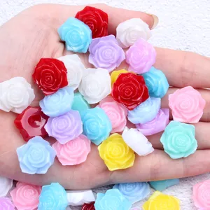 Hot Sale Rose Flower 18mm 200pcs Many Colors To Choose Half Pearls Flatback ABS Resin Material Great Clothes Shoes Scrapbooks