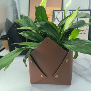 पु चमड़े के न्यूनतम प्लांटर डेक इनडोर हैंगर लेदर प्लांट हैंगर चमड़े का पौधा - Product Image 3