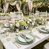 Lot de 12 Assiettes de Présentation Vertes Non Toxiques en PS de 12 Pouces – Assiettes en Plastique Jetables pour Décoration de Table de Mariage et Fêtes