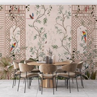 Revêtement mural auto-adhésif imperméable pour la maison, décoration tropicale, feuilles de palmier, perroquet, papier peint mural vintage à motifs floraux et d'animaux