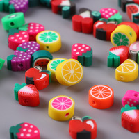 100 pièces/paquet, perles en argile souple écologiques de 10 mm de diamètre, matériaux pour la fabrication de bracelets, accessoires de bijoux, artisanat, bricolage, fruits
