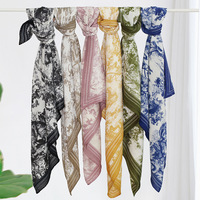 Khăn Quàng Cổ Nhiều Màu Phong Cách Mới In Họa Tiết Retro Khăn Choàng Cotton Vuông Thanh Lịch Cho Phụ Nữ